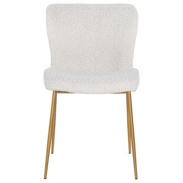 White Bouclé Contemporary Dining Chair | OROA Odessa