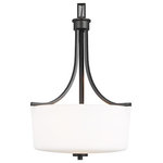 Sea Gull Lighting - Sea Gull Kemal 3 Light Pendant, Midnight Black/Etched/White Inside - The Sea Gull Collection Kemal three light indoor pendant in midnight black is the perfect way to achieve your desired fashion or functional needs in your home.