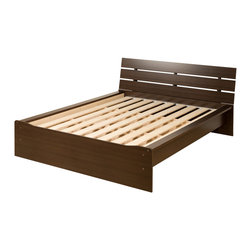 Prepac Avanti Queen Platform Bed with Attached Headboard in Espresso - Platform Beds