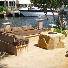 Backyard Fire Pit Quartzite Boulder Contemporary Patio Miami