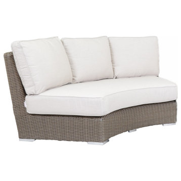 Coronado Curved Loveseat With Cushions, Canvas Flax With Self Welt