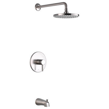 Luxier SS-C01-T-V Rainfall Shower Faucet With Valve and Spout, Brushed Nickel