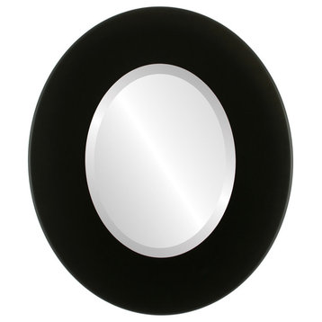 Boulevard Framed Oval Mirror in Matte Black, 31"x43"