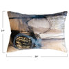 Cotton Velvet Printed Lumbar Pillow With Gold Foil, Multicolor