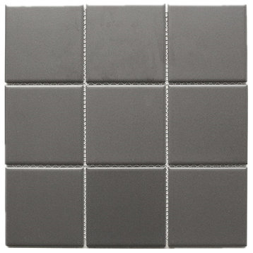 11.75"x11.75" Rae Square Porcelain Mosaic Tile Sheet, Dark Gray