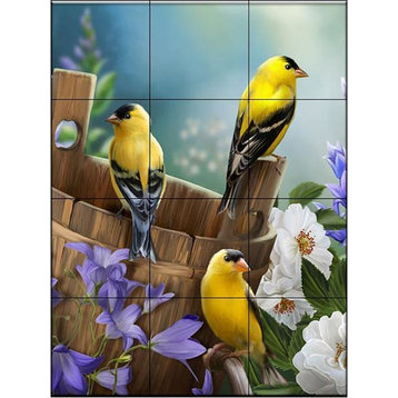 Ceramic Tile Mural, Goldfinch II, HP, by Henry Peterson