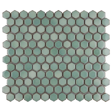 Hudson 1" Hex Mint Green Porcelain Floor and Wall Tile