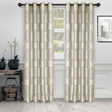 Jacquard Floral Textured Window Curtain Panel, Grey, 52"x84"