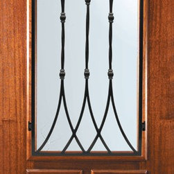 Slab Single Door 80 Mahogany Warwick 2 Panel Arch Lite Wrought Iron - Front Doors