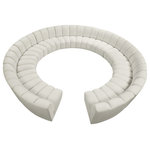 Meridian Furniture - Infinity Channel Tufted Velvet Modular Chair, Cream, 12 Piece - Create a seating group that works for every possible situation with this Infinity 12-piece sectional and other pieces in the Infinity collection. Upholstered in soft cream velvet material that feels great against the skin and offers long-wearing beauty, this piece fits with other Infinity items for an infinite number of combinations that get your seating requirements just right but that look just as nice when used on their own.