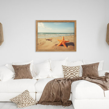 A Moment of Serenity Starfish on Beach Modern Style Wall Art