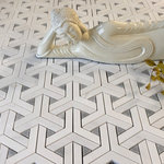 All Marble Tiles - Lantana Waterjet Mosaic Dolomite and Bardiglio - SAMPLES ARE A SMALLER SIZE OF THE ORIGINAL TILE. SAMPLE OF WATERJET TILES DO NOT SHOW THE FULL DESIGN.