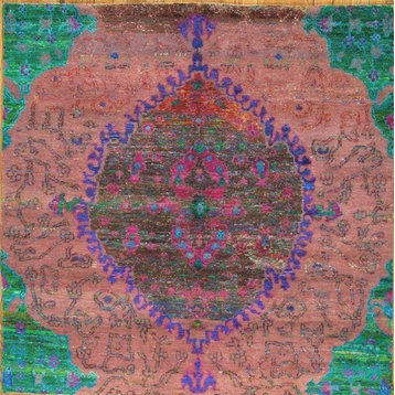 Pasargad Sari Silk Collection Hand-Knotted Sari Silk Area Rug, 5'10"x5'11"