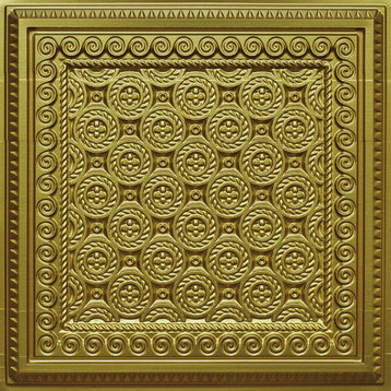 24"x24" D243 PVC Brass PVC Faux Tin, Look Ceiling Tiles