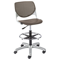 KOOL Poly Adjustable Drafting Stool With Perforated Back, Brownstone