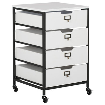 Sew Ready 4-Drawer Mobile Organizer Cart in Charcoal, White