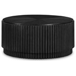 Meridian Furniture - Ronin Coffee Table, Black - Grab family and friends and your favorite board games for a night of fun around this Ronin Black Coffee Table. Elegant and eye-catching, this beautiful table boasts a rich black finish and a fluted design for added visual appeal in the living room or den. It's made from solid wood, MDF, and oak veneer, so it's sturdy and stout enough to last through endless Scrabble matches without missing a beat. The natural wood grain variation gives this coffee table a unique look, while its mid-century design allows it to blend seamlessly into any space you choose to use it.