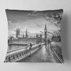 Beautiful Black and White London View Cityscape Throw Pillow, 18"x18"