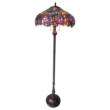 KATIE Tiffany-style 3 Light Wisteria Floor Lamp 20 Shade