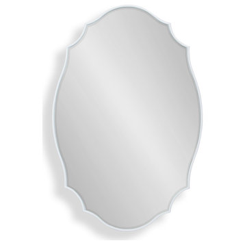 Leanna Scalloped Oval Wall Mirror, White, 24x36