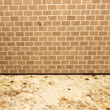 Log Cabin Rustic White Kitchen Cabinets with Granite and Wood Countertops