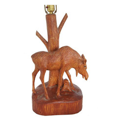 Vintage American Carved Moose Table Lamp - Products