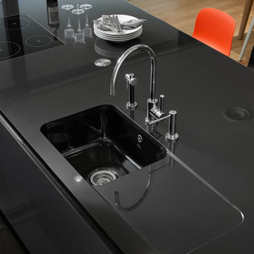 Lacquered kitchen in V Tower skyscraper.