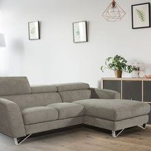 Modern Contemporary Grey Fabric Mini Sectional