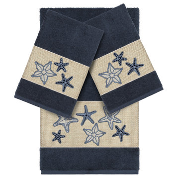 Lydia 3-Piece Embellished Towel Set, Midnight Blue