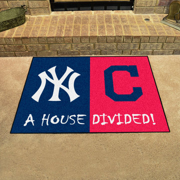 MLB, New York Yankees and Cleveland Indians House Divided Rugs 33.75"x42.5"