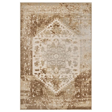 Industrial Country Farm House Living Area Rug, Brown Tan