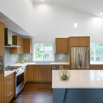 Outdated Alpine to Modern Living with a Vaulted Ceiling