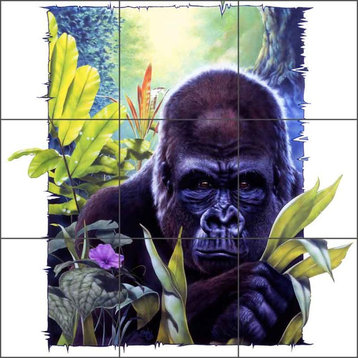 Ceramic Tile Mural Backsplash King Kong by Bruce Eagle, 18"x18", 6" Tiles