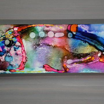 Biscayne Bay Fish - Tropical Abstract Painting, Fish in Pink, Blue, and Yellow