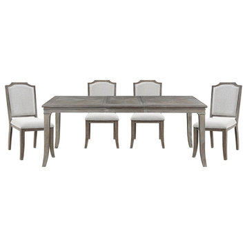 Lexicon Garner 5-Piece Wood Dining Set in Brown Gray with upholstery chairs