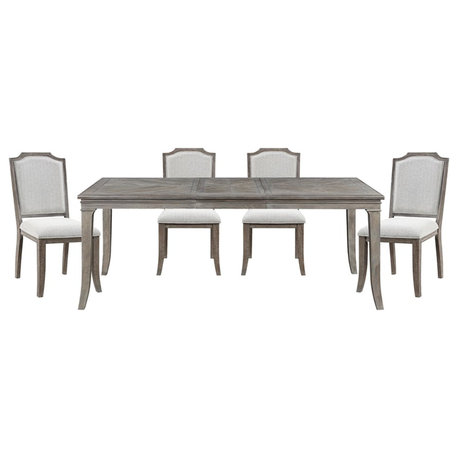 Lexicon Garner 5-Piece Wood Dining Set in Brown Gray with upholstery chairs