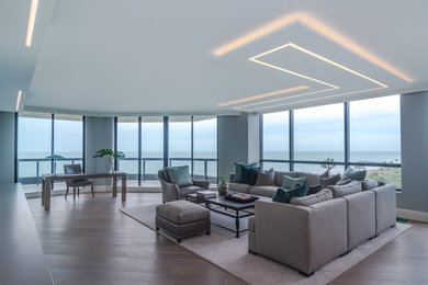 Example of a trendy living room design in Tampa