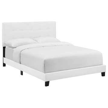 Amira Full Upholstered Fabric Bed, White