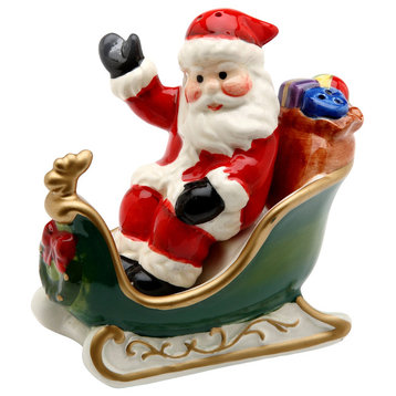 Santa in His Sleigh Christmas Salt and Pepper Shakers Set