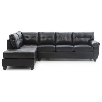 Gallant 111" W 2 Piece Faux Leather L Shape Sectional Sofa, Black