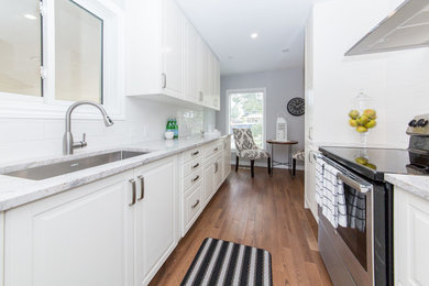Example of a minimalist kitchen design in Toronto