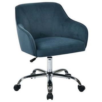 Scranton & Co Modern Velvet Fabric Task Office Chair in Atlantic Blue