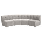 Meridian Furniture - Limitless Velvet Upholstered 4-Piece Modular Sectional, Cream - Invest in your home's comfort with this Limitless 4 Piece Sectional. This modular unit offers tons of flexibility in the number of ways that you can put each piece in the Limitless collection together to get the ideal customized look. Upholstered in cream velvet, this beautiful piece is soft and cool to the touch, so you can feel comfortable from every angle. Button and channel tufting add to this unit's upscale look and contemporary charm.