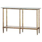 Uttermost - Uttermost Elenio 54 x 32" Glass Console Table - Bright Gold Leafed, Forged And Cast Iron Framework With Clear, Tempered Glass Top.