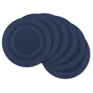 DII Nautical Blue Round Pvc Doubleframe Placemat, Set of 6