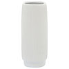 Ceramic 12"H Ridged Vase, White