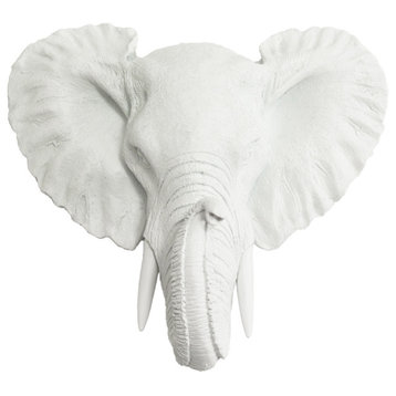 Faux Mounted Elephant Head, White, Mini