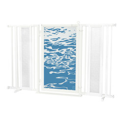 Fusion Gates - Fusion Gate with Healing Waters Design, White Pearl, 60"-65" - Dog Gates