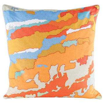 Elk Home Topography Pillow Rug Textile Pouf, Digital Print/Embroidery