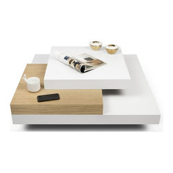 Slate Coffee Table | Pure White / Oak - Coffee Tables